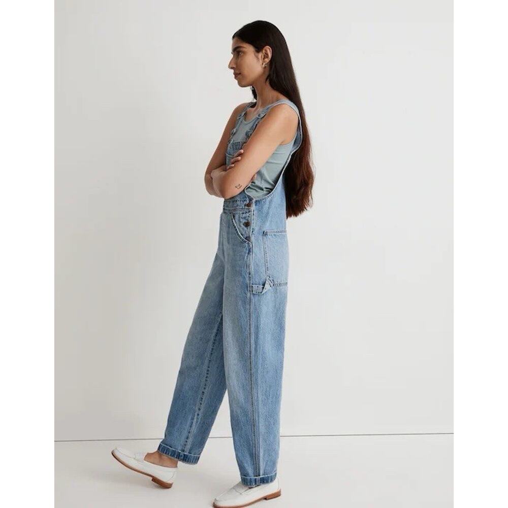 Madewell Womens Aldott Wash Denim Oversized Carpenter Overalls - Picture 2 of 16